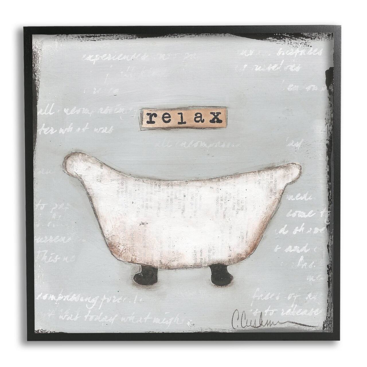 Stupell Industries Relax Bathtub Pastels Bath Framed Wall Art